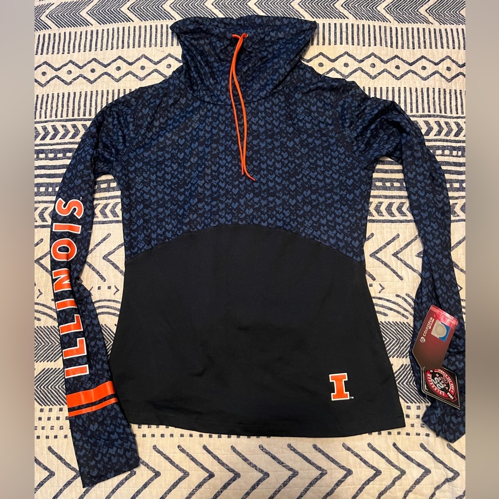 Colosseum Illinois Navy Fitted Athletic Graphic Hoodie
